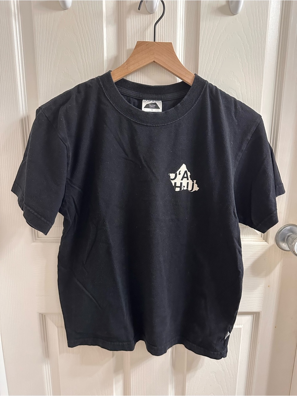 Salvage Black Short Sleeve Crew Tee with Small White Chest Logo